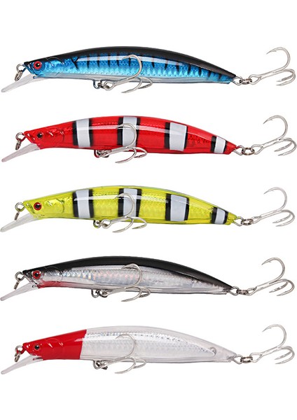 XY-614 5 Adet/takım Gerçekçi Minnow Balıkçılık Yemi Sert Abs Döküm Cazibesi Batan Crankbait Çift Kanca ile (Yurt Dışından)