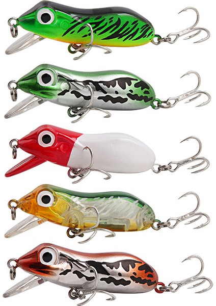 XY-605 5 Adet/takım Topwater Kurbağa Balıkçılık Cazibesi Sert Abs Taklit Kurbağa Crankbait Çift Kanca ile Mücadele (Yurt Dışından)