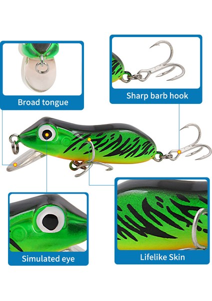 XY-605 5 Adet/takım Topwater Kurbağa Balıkçılık Cazibesi Sert Abs Taklit Kurbağa Crankbait Çift Kanca ile Mücadele (Yurt Dışından) fiyatları