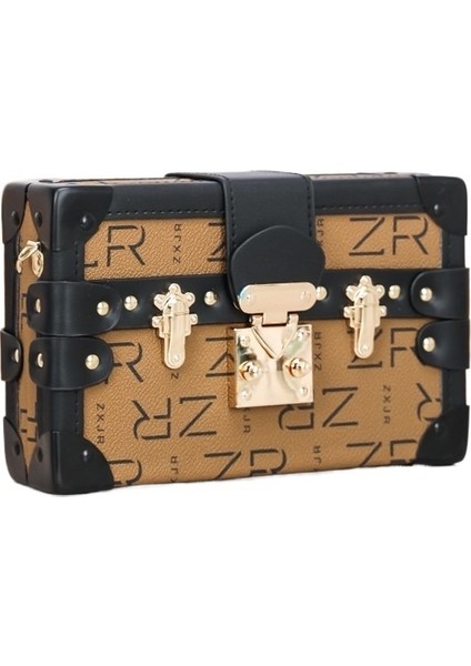 Kutu Çanta Küçük Kare Çanta Moda Ilkbahar ve Yaz Yeni Stil Retro Baskı Küçük Kutu Tek Omuz Çapraz Askılı Mini (Yurt Dışından)
