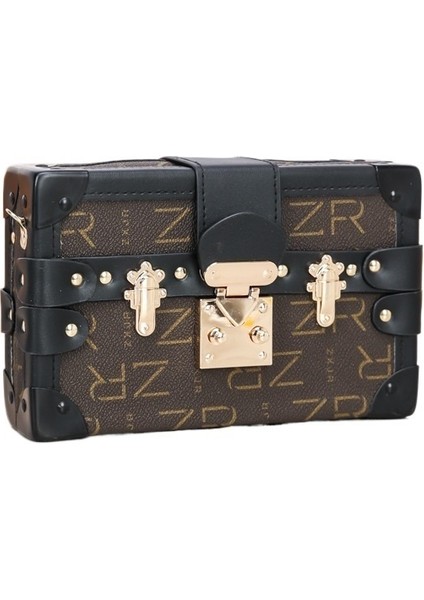 Kutu Çanta Küçük Kare Çanta Moda Ilkbahar ve Yaz Yeni Stil Retro Baskı Küçük Kutu Tek Omuz Çapraz Askılı Mini (Yurt Dışından)