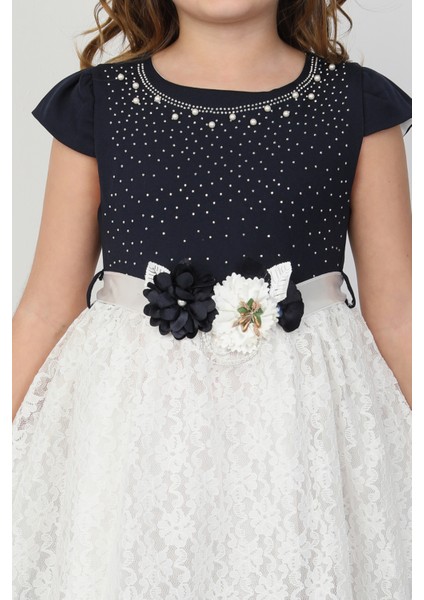 Taşlı Çiçekli Kız Çocuk Elbise 26087 fiyatları