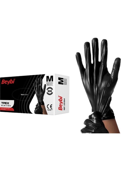 Tpex Temizlik,hijyen,toz Alma Eldiven (100'LÜ) 10 Paket L Beden Siyah Renk