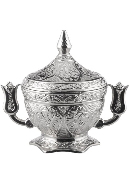 2 Adet Lale Saplı Kapaklı Metal Şekerlik (063-2)