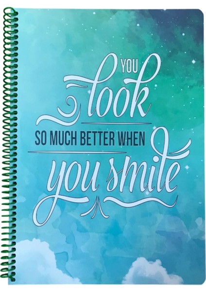 Atakids Lizy A4 Karton Kapak Spiralli Içi Renkli Çizgili Okul Defteri (100 Yaprak)