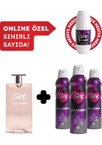 Is Clubber Kadın Edt Parfüm 50 ml Deodorant 3X150 ml Avantajlı Set Roll On Hediyeli