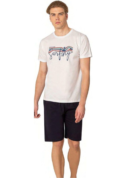 6073 Erkek Kısa Kollu Şortlu Pijama Takım
