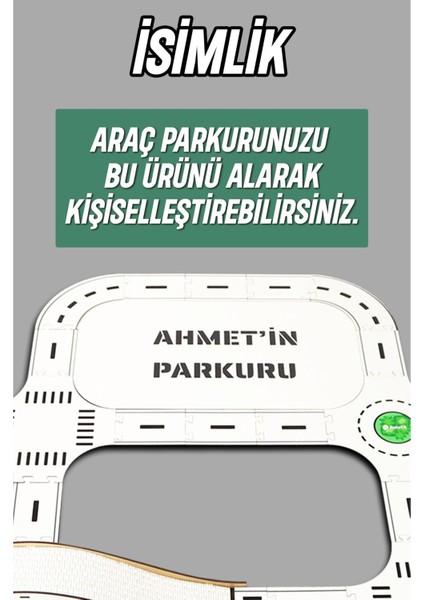 oyuncak Araba, Araç Parkuru -Eğitici ve Eğlenceli Yol Yapım Ahşap Oyuncak - Yarış Pisti X-Large1 Adet