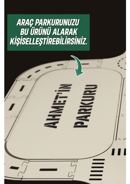 oyuncak Araba, Araç Parkuru -Eğitici ve Eğlenceli Yol Yapım Ahşap Oyuncak - Yarış Pisti X-Large1 Adet