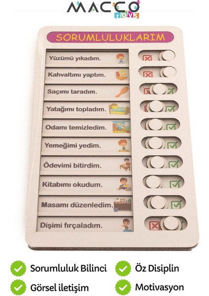 sorumluluklarım Görev Panosu Eğitici Ahşap Oyuncak1 Adet