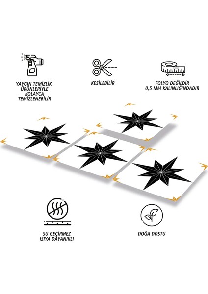 Kendinden Yapışkanlı Altın Yıldız Desenli Pvc Karo 30X30 cm (33 Adet) 3 M2