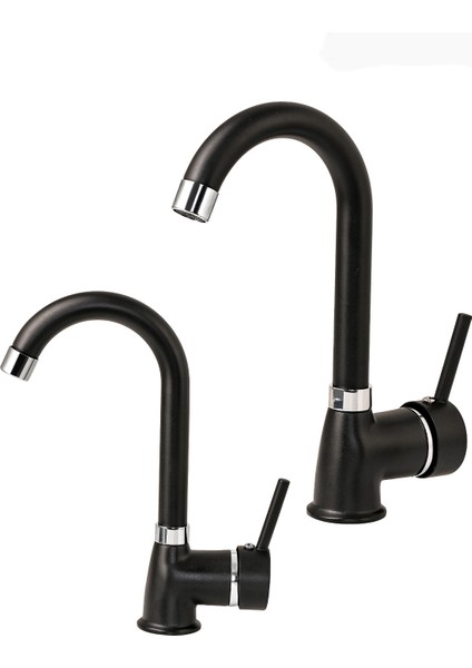 Siyah Takım Evye Mutfak Bataryası Lavabo Banyo Bataryası Baston Boru Çubuk Kol Seti