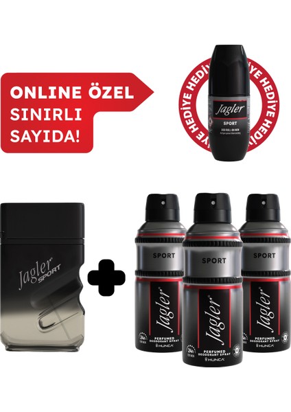 Sport Erkek Edt Parfüm 90 ml Deodorant 3X150 ml Avantajlı Set Roll On Hediyeli