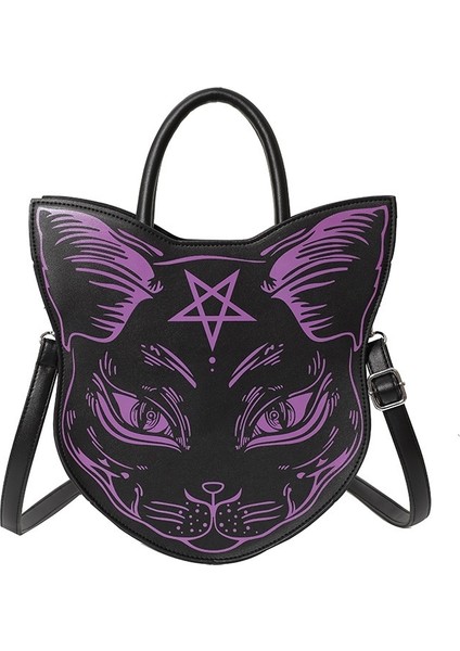 Koyu Stil Kedi Çapraz Askılı Çanta Moda Trendi Çanta Punk Tarzı Kedi Yüzlü Kadın Çantası (Yurt Dışından)
