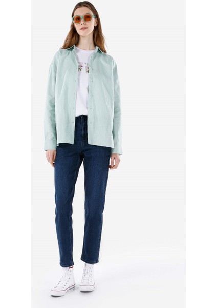 Mom Fit Orta Bel Daralan Paça Kadın Denim Jean Pantolon