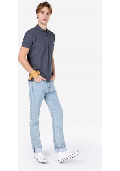 Regular Fit Polo Yaka Düz Erkek Mavi Kısa Kol Tişört modelleri