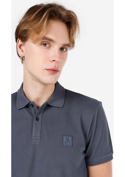 Regular Fit Polo Yaka Düz Erkek Mavi Kısa Kol Tişört fırsatları