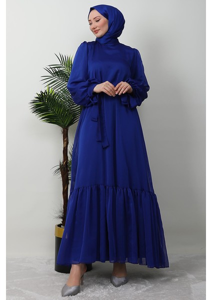 Fırfır Detay Janjan Elbise Gece Mavi fiyatları