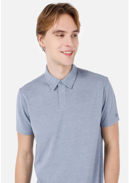 Regular Fit Polo Yaka Düz Erkek Mavi Kısa Kol Tişört fırsatları
