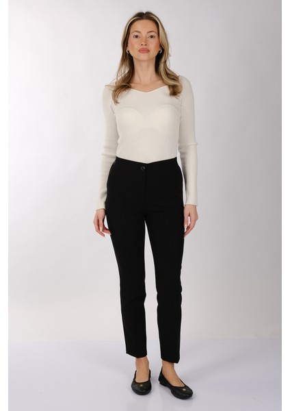 Modiva Minimalist Yüksek Bel 7/8 Dar Kesim Kadın Pantolon - Günlük & Ofis