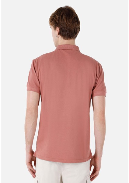 Regular Fit Polo Yaka Düz Erkek Pembe Kısa Kol Tişört fiyatları