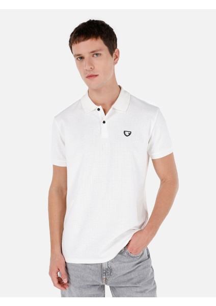 Regular Fit Polo Yaka Düz Erkek Beyaz Kısa Kol Tişört