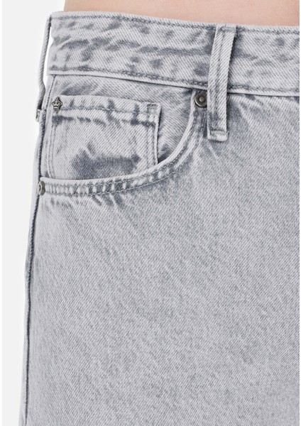 Regular Fit Yüksel Bel Geniş Paça Kadın Gri Jean Pantolon indirimleri