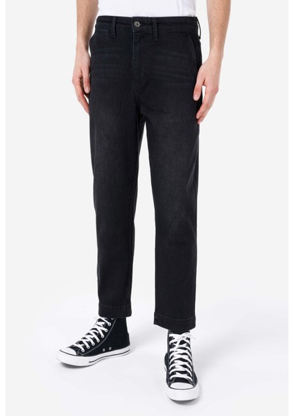 Chino Fit Orta Bel Düz Paça Erkek Siyah Jean Pantolon fırsatları