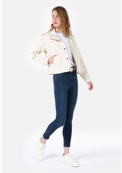 Skinny Fit Yüksel Bel Süper Dar Paça Kadın İndigo Jean Pantolon modelleri