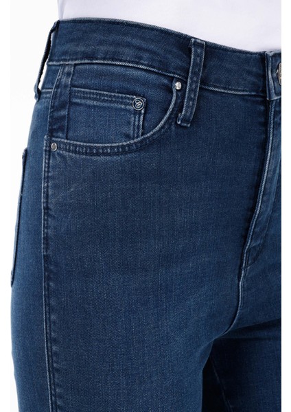 Skinny Fit Yüksel Bel Süper Dar Paça Kadın İndigo Jean Pantolon indirimleri