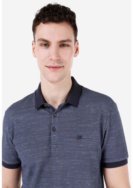 Regular Fit Polo Yaka Baskılı Erkek Lacivert Kısa Kol Tişört fırsatları