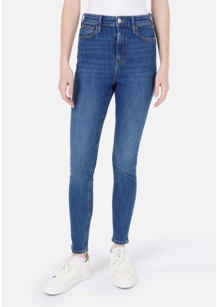 Skinny Fit Yüksel Bel Süper Dar Paça Kadın İndigo Jean Pantolon fırsatları