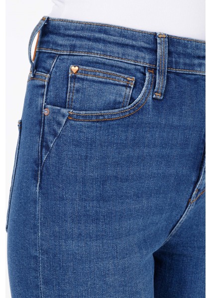Skinny Fit Yüksel Bel Süper Dar Paça Kadın İndigo Jean Pantolon indirimleri