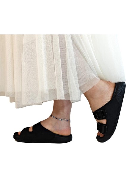 7410 Siyah Çift Tokalı Yumuşak Taban Rahat Terlik indirimleri
