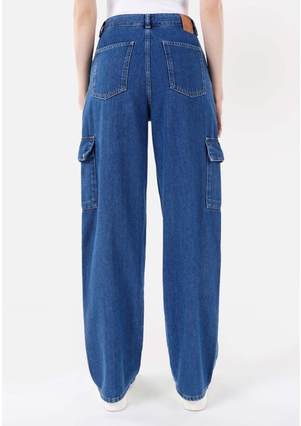 990 Angela Cargo Fit Orta Bel Daralan Paça Kadın Denim Jean Pantolon