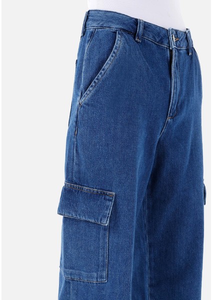 990 Angela Cargo Fit Orta Bel Daralan Paça Kadın Denim Jean Pantolon
