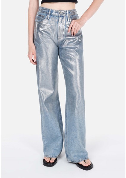Regular Fit Yüksel Bel Geniş Paça Kadın Denim Jean Pantolon