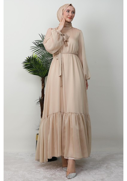 Fırfır Detay Janjan Elbise Yansımalı Gold modelleri