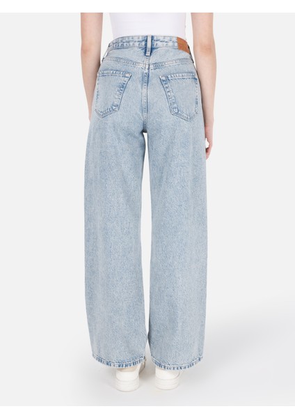 Regular Fit Yüksel Bel Geniş Paça Kadın Denim Jean Pantolon fiyatları