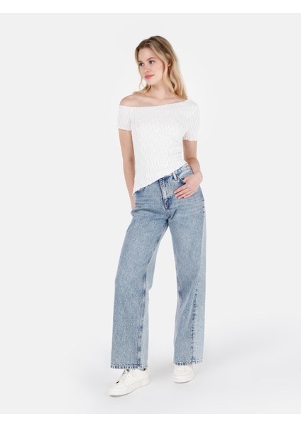 Regular Fit Yüksel Bel Geniş Paça Kadın Denim Jean Pantolon modelleri