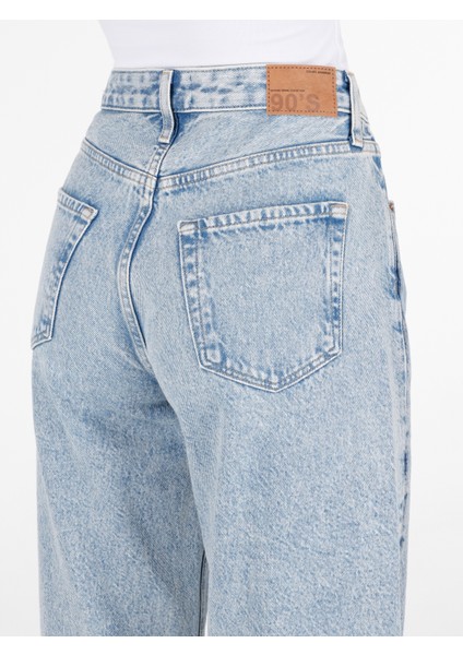 Regular Fit Yüksel Bel Geniş Paça Kadın Denim Jean Pantolon indirimleri