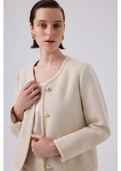 Kemik Gold Düğmeli Tüvit Kadın Ceket indirimleri