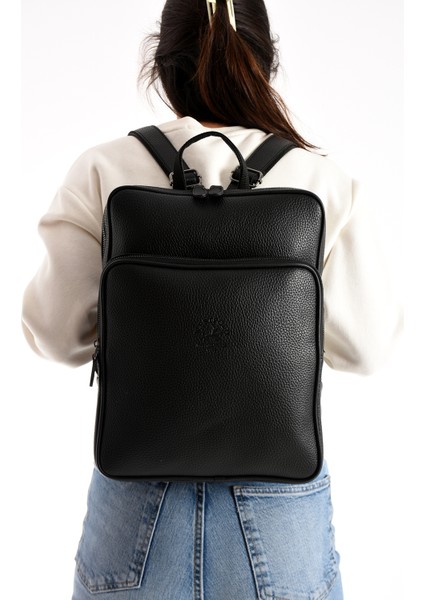 Vegan Deri Unisex Sırt Çantası - Siyah fiyatları