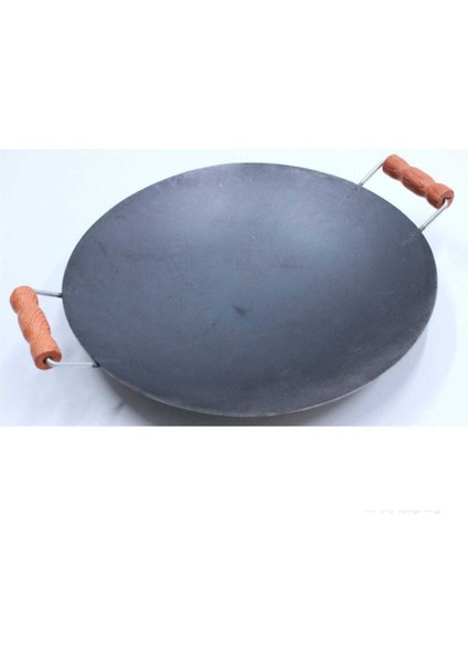 Çift Taraflı Feris Kavurma Sacı 30 cm, Metal, Çok Renkli, Ahşap Kulp, Dayanıklı