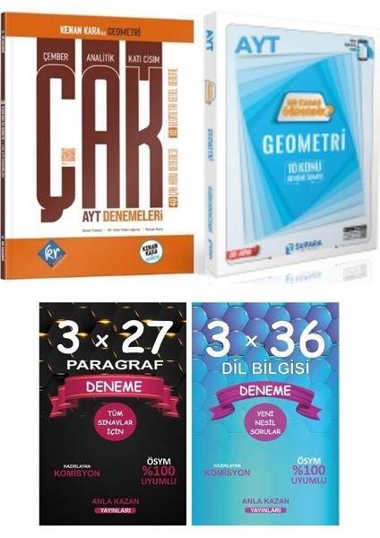 Supara + Kr 2025 Ayt Geometri Konu Deneme + Çak Deneme + Anla Kazan Deneme Seti 4 Lü Set