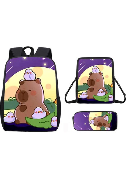 Kapi Bara Karikatür Öğrenci Okul Çantası Omuz Çantası Crossbody Çanta Kalem Çantası (Yurt Dışından)