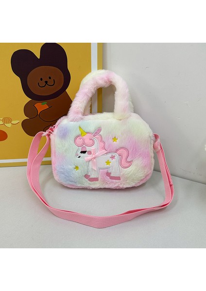 Unicorn Çocuk Peluş Omuz Çantası Küçük El Çantası Çocuk Yüz El Çantası (Yurt Dışından)