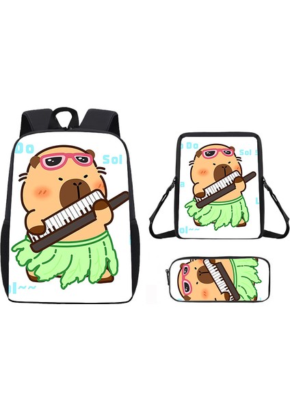 Kapi Bara Karikatür Öğrenci Okul Çantası Omuz Çantası Crossbody Çanta Kalem Çantası (Yurt Dışından)
