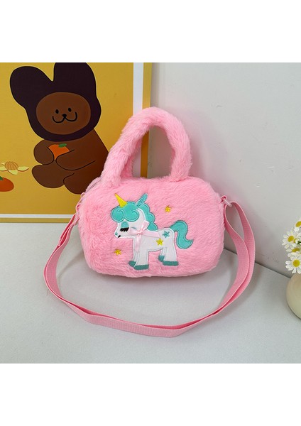 Unicorn Çocuk Peluş Omuz Çantası Küçük El Çantası Çocuk Yüz El Çantası (Yurt Dışından)