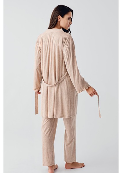 Kısa Kollu Düğmeli Pamuklu Hamile Sabahlık Pijama Takım 17300 fırsatları